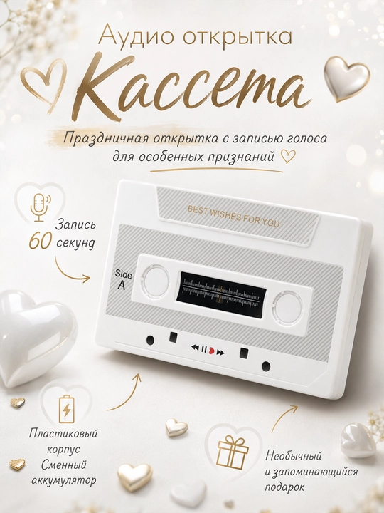Audio otkritka 60 soniyalik ovoz yozilgan kasseta, ovozli tabrik, sovg‘a - 