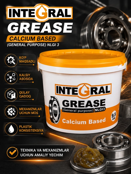 INTEGRAL GREASE kalsiy asosli plastik surkov moyi NLGI 3, mexanizmlar uchun