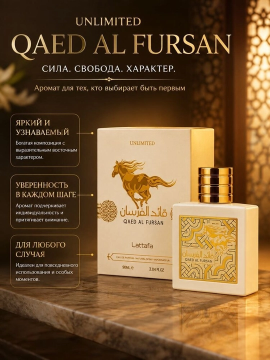 Lattafa Qaed Al Fursan Unlimited — восточный аромат силы, свободы и яркой индивидуальности