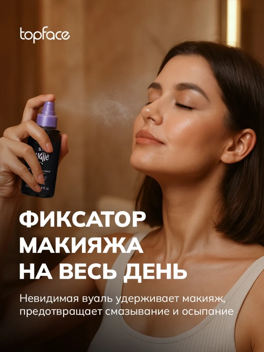 TopFace pardoz fiksatori - kun bo‘yi terining chidamliligi, namlanishi va yorqinligini ta’minlaydi