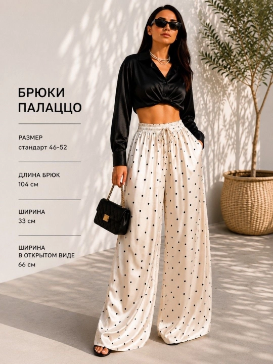 Shim/Ayollar uchun keng palatso shimi, nuqtali yozgi shalvar, oversize shim 46-52 - 