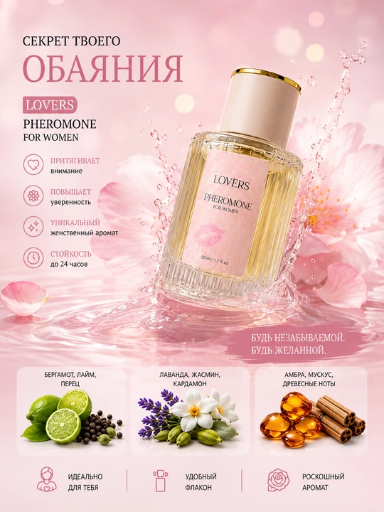 Feramon Loverss ayollar uchun nozik va oziga jalb qiluvchi ifor, 50ml