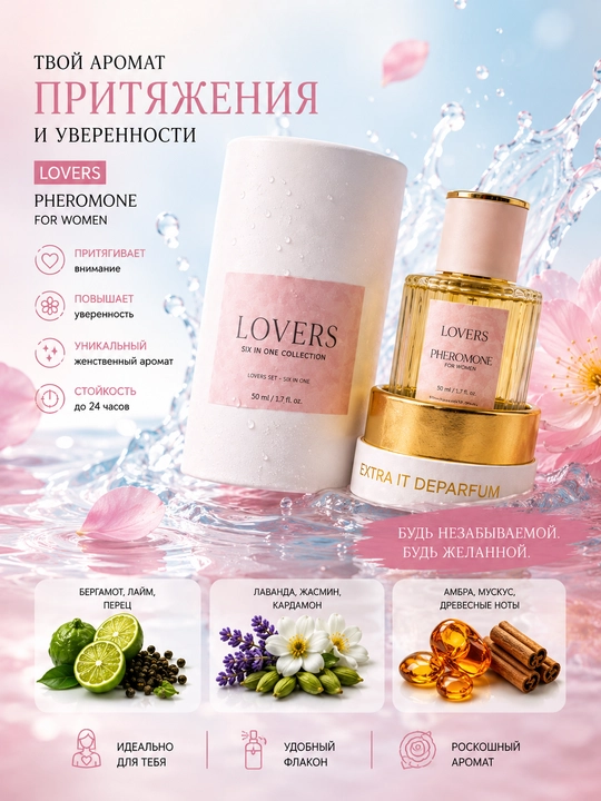 Feramon Loverss ayollar uchun nozik va oziga jalb qiluvchi ifor, 50 ml