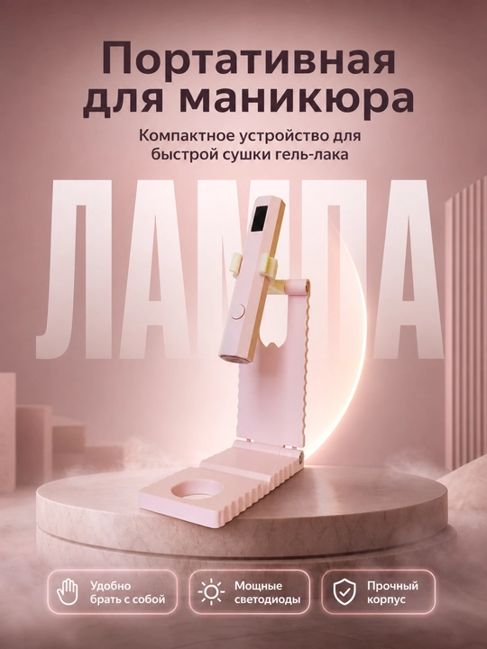 Лампа для маникюра, ультрафиолетовый фонарик для ногтей, УФ лампа для гель лака - 