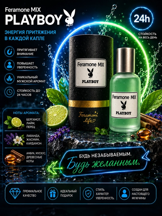 FERAMON MIX - erkaklar uchun nafis va jozibali atir, 30 ml - 