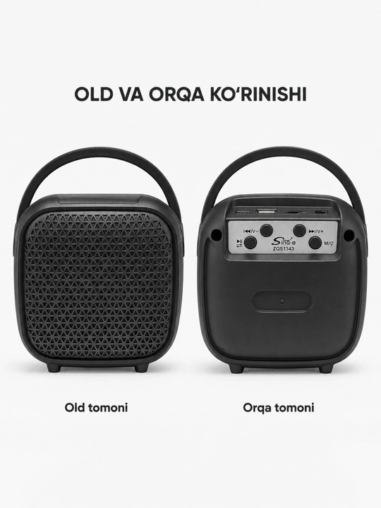  Kolonka simsiz portativ Bluetooth, ko‘tarish dastakli, USB orqali quvvatlanadigan