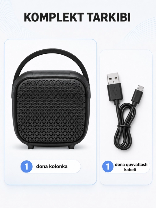  Kolonka simsiz portativ Bluetooth, ko‘tarish dastakli, USB orqali quvvatlanadigan