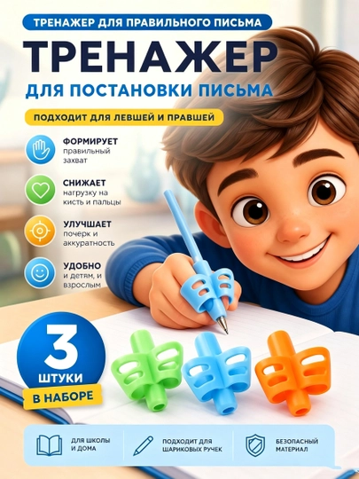 Набор тренажёров для обучения письму детей, 3 предмета - 
