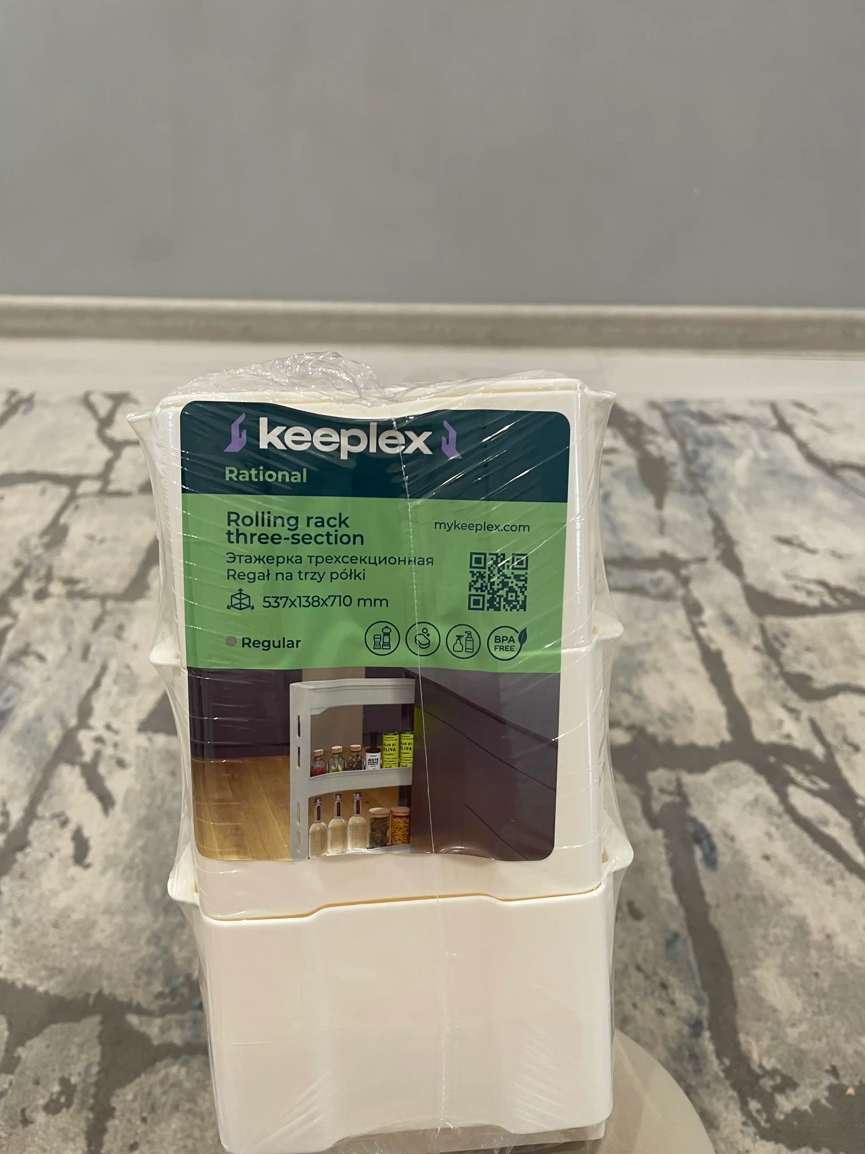 Keeplex Regula g'ildiraklaridagi oshxona va hammom uchun tor plastik polli tokcha