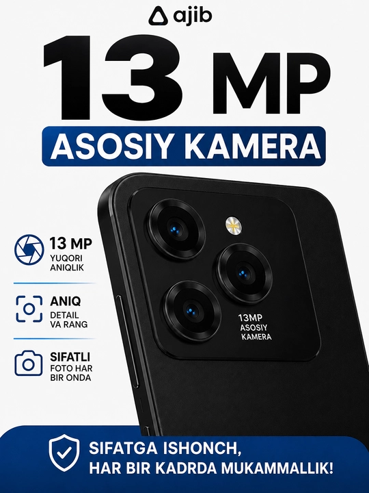 Смартфон Ajib i15 4/64GB – экран 6.5" HD+ IPS, камера 13 МП, аккумулятор 5000 мАч