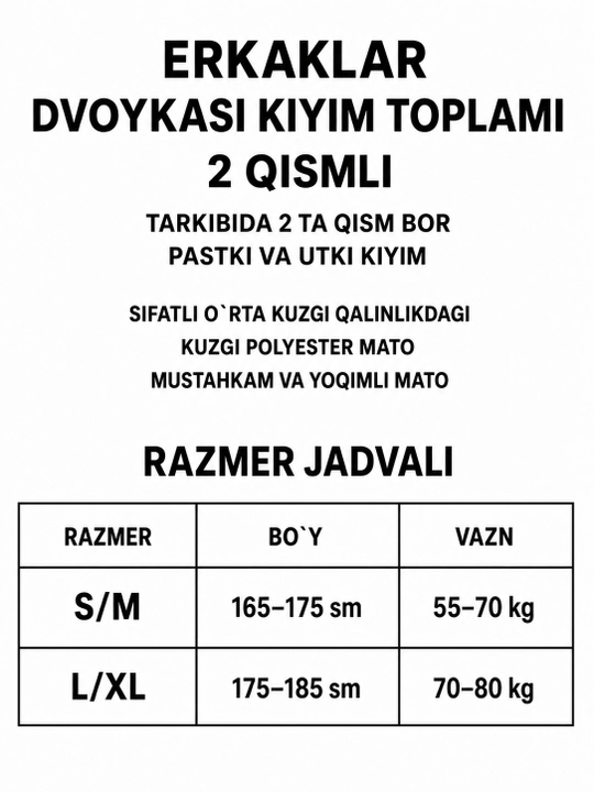 Erkaklar to‘plami, kundalik kiyim