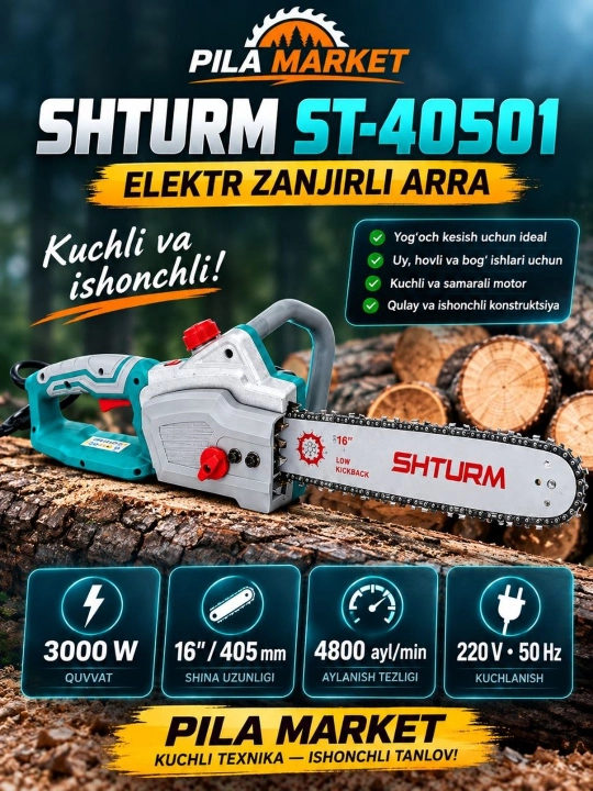 Zanjirli elektr arra shturm 32/405 mm, arra, elektr arra - 