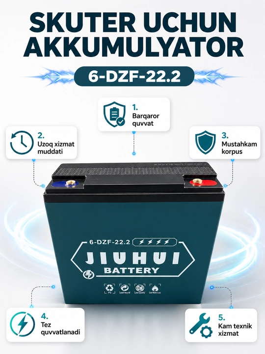 CHILWEE 6-DZF-20 akkumulyatori - elektr skuterlar uchun germetik 12V 20Ah quvvatga ega - 