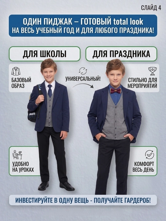 Школьный пиджак для мальчика классический, костюмный пиджак в школу 7, 8, 9, 10 лет