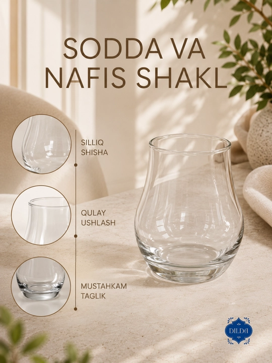 Rangli shisha stakanlar to‘plami, 6 dona, 330 ml, suv, sharbat va sovuq ichimliklar uchun