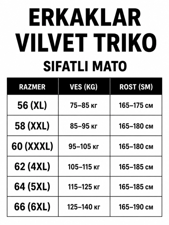 Kata o'lchamli shimlar, Erkaklar uchun 100% paxta matodan shim, triko, shalvar, brijilar