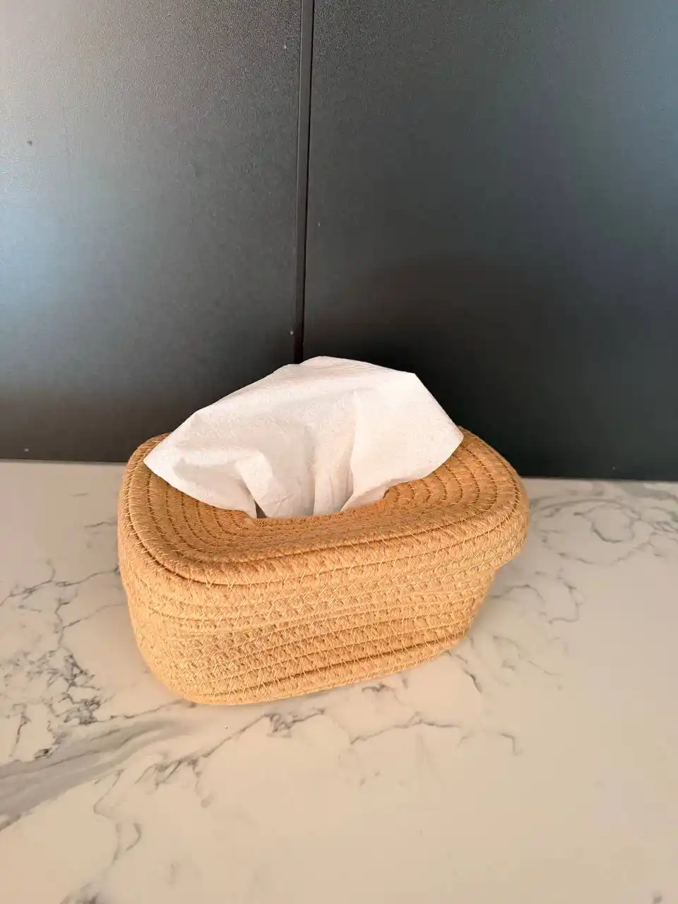 Premium dekorativ salfetka qutisi, minimalist rattan uslub, saqlash uchun