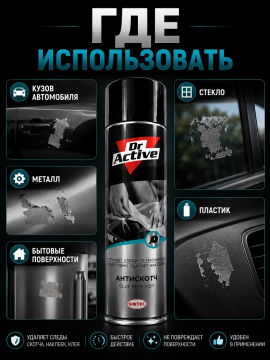Удалитель клея Dr.Active Glue Remover, антискотч от наклеек и липких следов