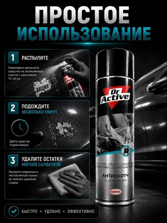 Удалитель клея Dr.Active Glue Remover, антискотч от наклеек и липких следов