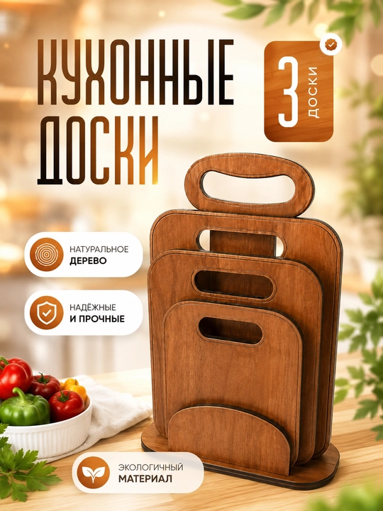 Набор деревянных кухонных досок - 