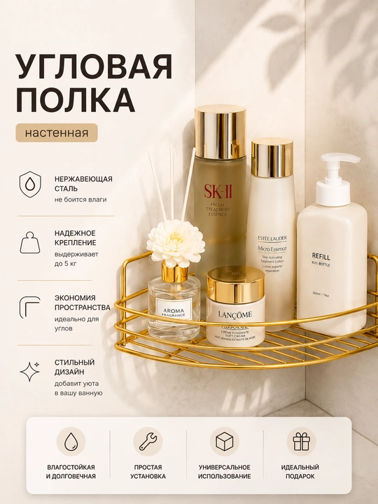Угловая полка для ванной - 
