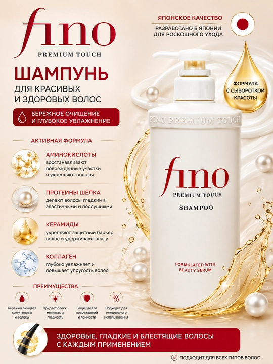 Fino Premium Touch шампунь, кондиционер, маска — для восстановления и ухода за волосами