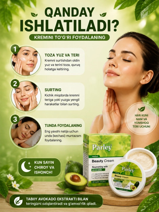 Yuz uchun namlantiruvchi va oziqlantiruvchi Parley Beauty Cream kremi