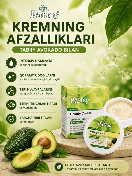 Yuz uchun namlantiruvchi va oziqlantiruvchi Parley Beauty Cream kremi