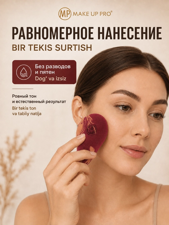 Sponj yuzni makiyaji uchun, MAKE UP PRO, 8x5, gubka