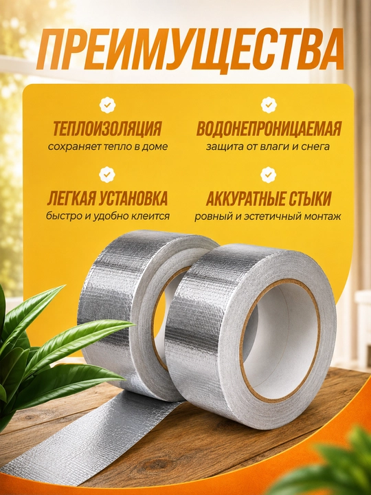 Deraza va eshiklar uchun yopishqoq issiqlik lentasi 5 sm × 20 m