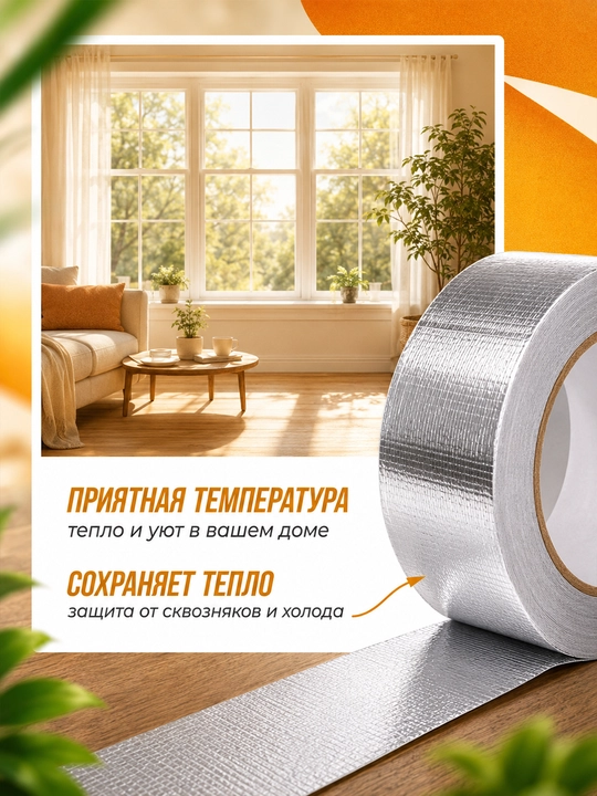 Deraza va eshiklar uchun yopishqoq issiqlik lentasi 5 sm × 20 m