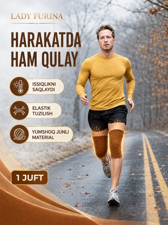 Tuya junidan tayyorlangan isituvchi tizzabandlar, tizzalar uchun elastik bandaj, unisekss
