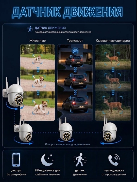 WiFi камера видеонаблюдения 5G 1080P IP66 с датчиком движения, 4 камеры и регистратор