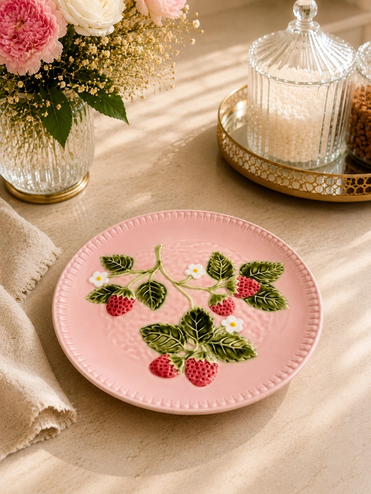 Pushti keramika likopcha qulupnay naqshli shirinliklar uchun Pinterest
