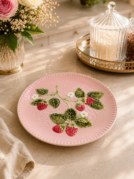 Pushti keramika likopcha qulupnay naqshli shirinliklar uchun Pinterest