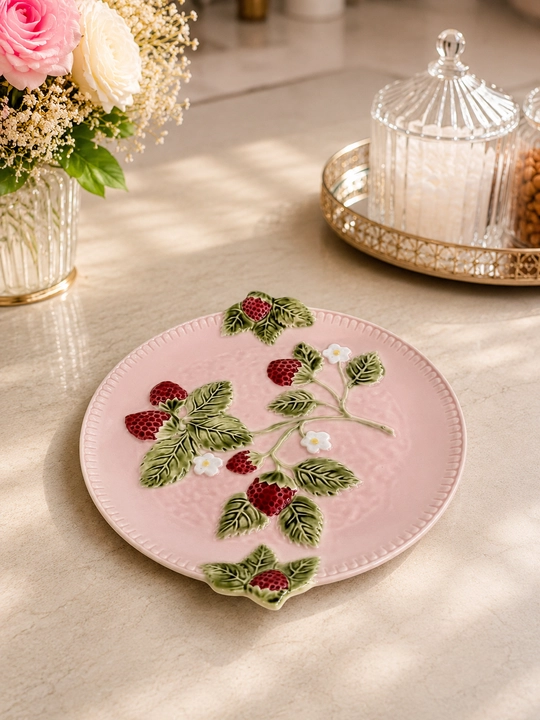Pushti keramika likopcha qulupnay naqshli shirinliklar uchun Pinterest