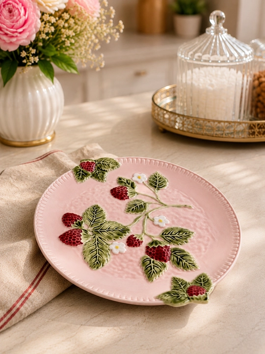 Pushti keramika likopcha qulupnay naqshli shirinliklar uchun Pinterest