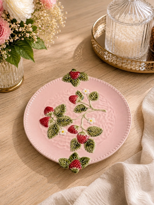 Pushti keramika likopcha qulupnay naqshli shirinliklar uchun Pinterest