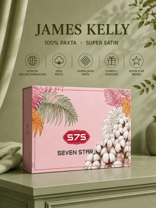 James Kelly 1 va 2 Kishilik Choyshab To‘plami, 100% Paxta Super Satin