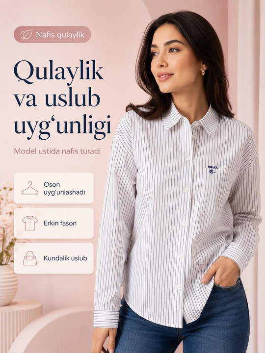 Ayollar oq rubashka,bluzka yengli klassik ko‘ylak,Ayollar rubashkasi,kundalik koftalar - 