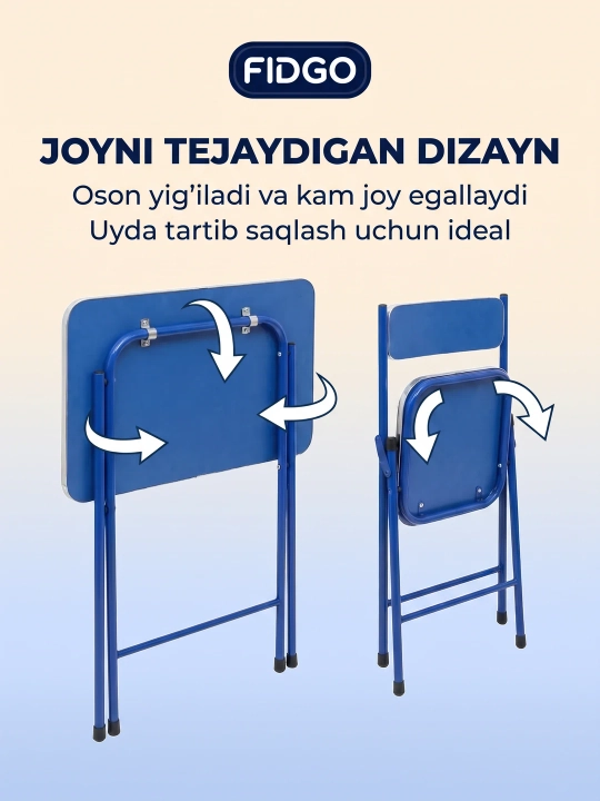 FIDGO stulli bolalar partasi, o‘qish va rasm chizish uchun stol va stul to‘plami