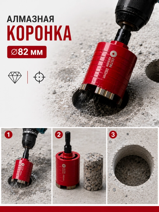Beton, g‘isht va tosh uchun koronka, SDS-Plus