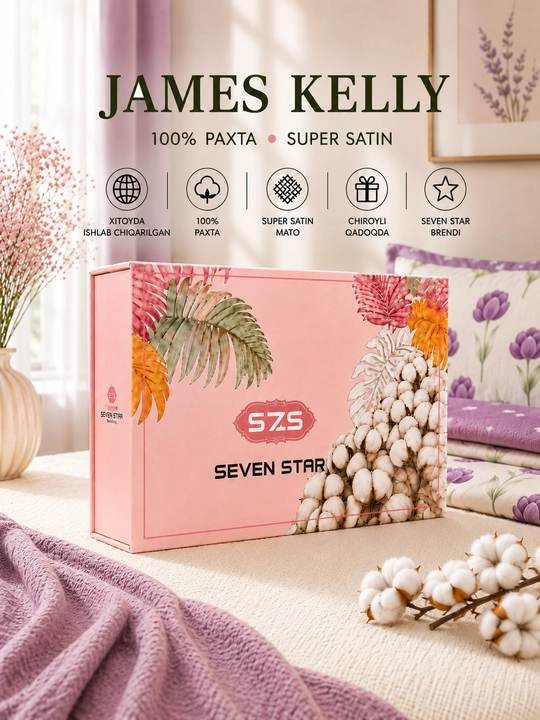 James Kelly 1 va 2 o‘rinli choyshablar to‘plami 100% paxta, Super Satin