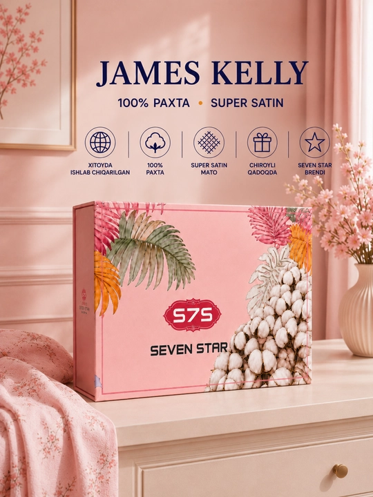 James Kelly 1 va 2 o‘rinli choyshablar to‘plami 100% paxta, Super Satin