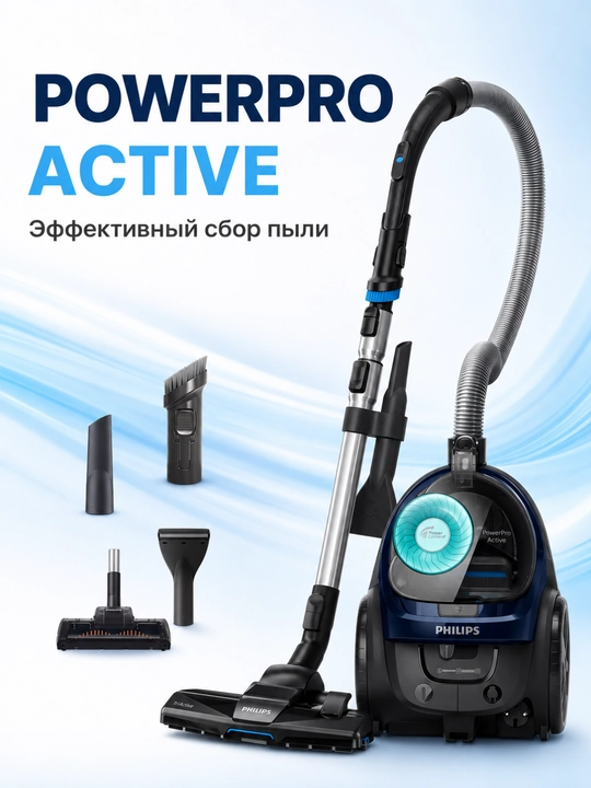 Premium Philips FC9573/82 qopsiz changyutgich, turbo cho‘tka va H13 filtr bilan