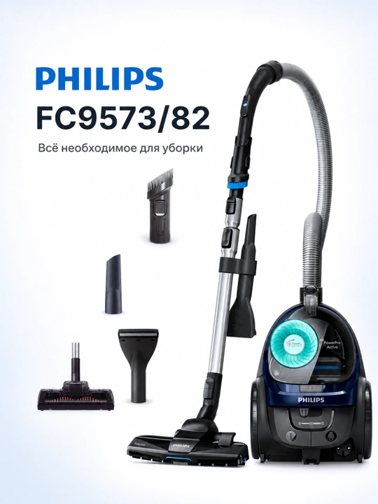 Premium Philips FC9573/82 qopsiz changyutgich, turbo cho‘tka va H13 filtr bilan