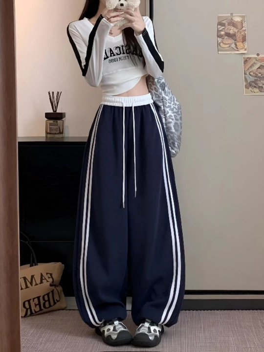 Ayollar va qizlar uchun keng sport shimlari, kundчalik Baggy Y2K joger