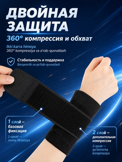 Бандаж для кисти, фиксатор запястья, суппорт на руку, напульсник, спортивные бинты, 2 шт
