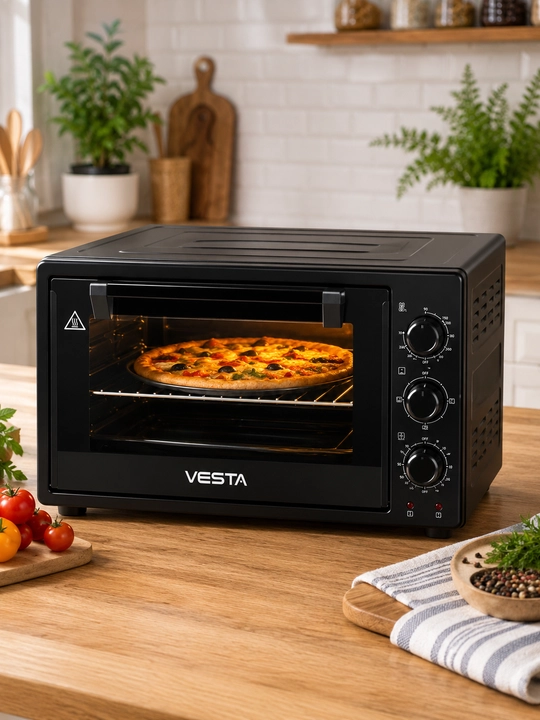 VESTA 3622 E мини-печь 36 л 1400 Вт электрическая духовка чёрная для кухни