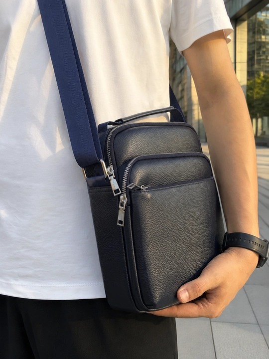 Мужская сумка через плечо из экокожи, Crossbody, 3 отделения